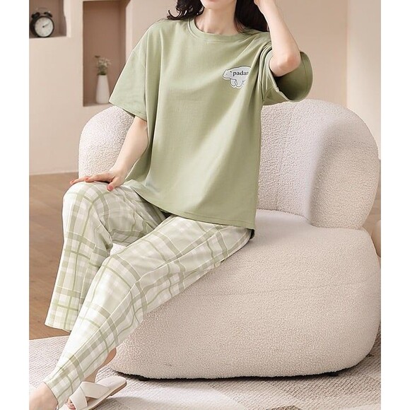 100% Cotton Women’s Pajama Set 2Pcs Short Sleeve Pullover Top Sleepwear Loungewe - Picture 9 of 10
